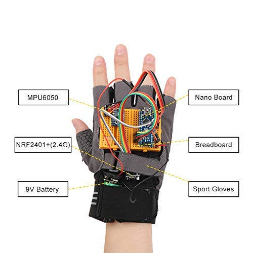 Keywish Gesture-Motion Starter Kit for Arduino Nano V3.0 Support Robot Smart Car with MPU6050 6 Axis Accelerometer Gyroscope Module,NRF24L01+ Wireless Module,Bluetooth Module