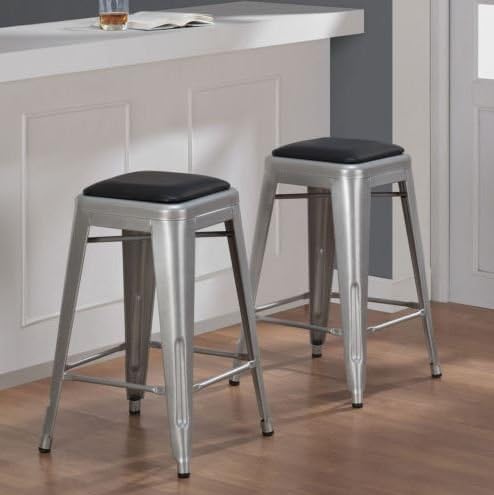 Tabouret 24-inch Padded Metal Counter Stool (Set of 2)