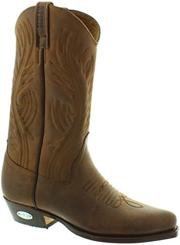 Loblan 194 Brown Waxy Leather Cowboy Boots Hand Made Classic Men Western 0194