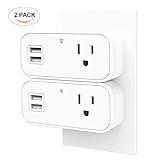 Smart Plug Wi-Fi Outlet with USB Port (2 Pack),Smiler+ Wireless Mini Smart Socket Compatible With Alexa, Echo, Google Home and IFTTT, Timer Function, No Hub Required, Remote Control, 10A