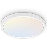 hykolity 18 Inch LED Round Flat Panel Light, White, 32W, 3200lm, 3000K/4000K/5000K CCT Selectable, 120°Beam Angle, Dimmable Edge-Lit Flush Mount Ceiling Light Fixture - ETL Listed