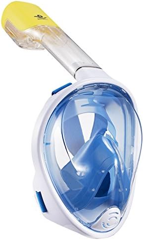 QingSong Full Face Snorkel Mask, Snorkeling Mask for Adults and Kids with Detachable Camera Mount, 180 Degree Large View Free Breath Dry Top Set Anti-Fog Anti-Leak Anti-UV