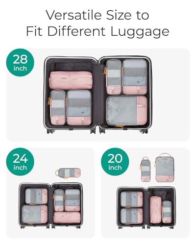 BAGSMART Clothes Bags Set of 6 Packing Bags Compression Packing Cube Set with Laundry Bag for Backpack, Travel Organiser, Suitcase Organiser for Travel