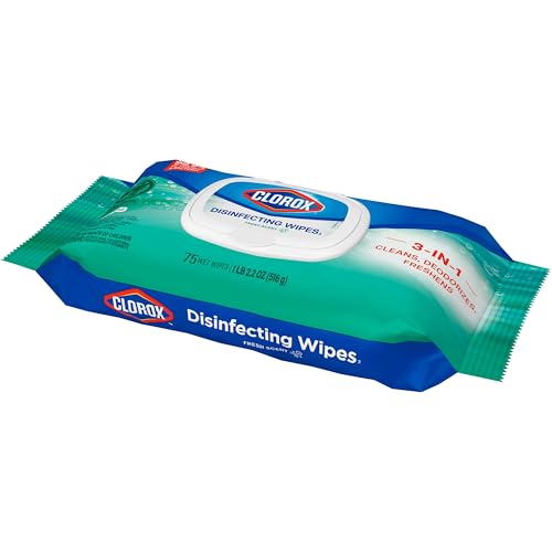 CLOROX DISINFECTING WIPES FLEX PACK, BLEACH FREE, FRESH SCENT, 75 COUNT, PACK OF 3 (PACK MAY VARY)