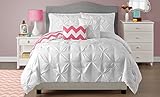 VCNY 5 Piece Kara Reversible Comforter Set, Full, White