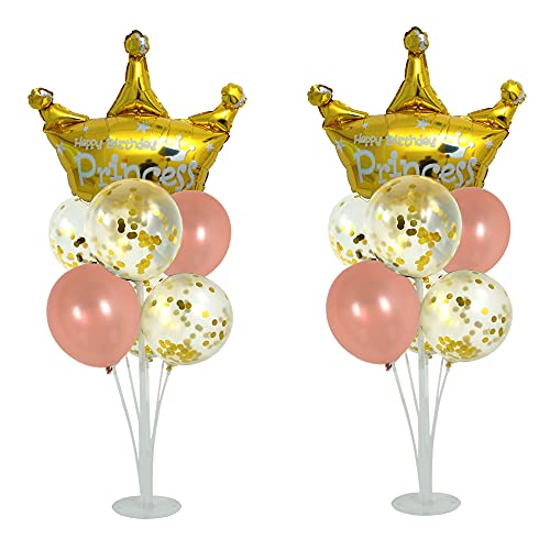 Crown Balloon Stand Kit For Table 2 Set with Balloons, Great for Bachelorette Wedding Baby Shower Queen Birthday Party Decorations