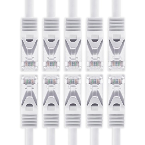 1aTTack.de 2m - weiss - 10 Stück CAT.7 Netzwerkkabel Sftp (Rohkabel) Patchkabel (SET) 10000Mbit/s - 500 MHz konfektioniert mit 2 RJ45 Stecker Cat6a