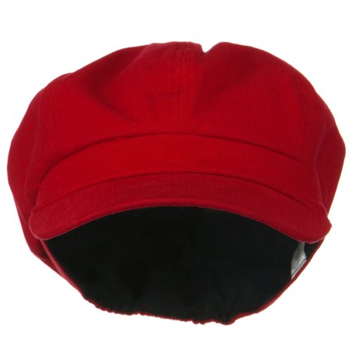 Cotton Elastic Big Size Newsboy Cap - Red XL-2XL