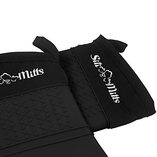6 Black+Silicone+Oven+Hot+Mitts