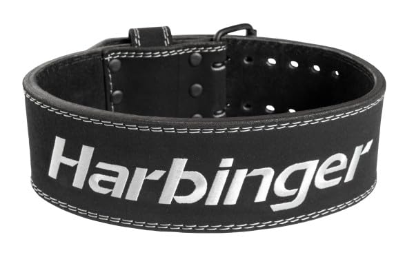 Harbinger 10mm Powerlifting Belt – Heavy-Duty Leather, 4" Wide, Maximum Back & Core Support, 3-Prong Steel Buckle, Competition Legal, Ideal for Squats & Deadlifts, Unisex, Black, Small