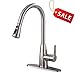 Hotis Modern High Arc 1 or 3 Hole Single Handle Stainless Steel Prep Sprayer Pull Out Pull Down Sprayer Kitchen Sink Faucet with Deck Plate