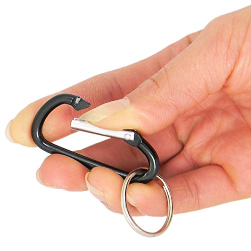 QY 10PCS D Shape 1.91 Inch Long Spring Snap Hook Rings Aluminum Alloy Keychain Clip Buckle With Keyring Classy Black Color