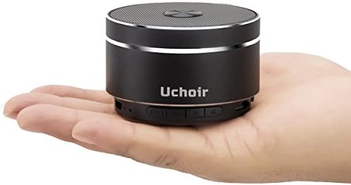 Uchoir Mini Bluetooth Speaker, 5W 600 mAh Wireless FM Radio Speaker, Portable Hi-Fi Speakers with Built-in Mic and LED Lights - Black