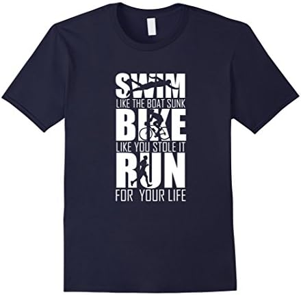 Mens Swim, Bike, Run - Funny Graphic Triathlon Tshirt XL Navy