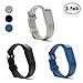 Hotodeal Replacement Bands for Fitbit Flex, Fashion Adjustable Silicone Sport Wristband with Chrome Clasp and Fastener Buckle, Prevent Tracker Falling Off, Comfortable, Pack of 3 (Black+Blue+Grey)