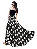 IndianAttire Womens Fashion Polka Dot Print Long Skirt Bellydance - Black