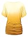 WT990 Womens Round Neck Short Sleeve Dip-Dye Dolman Top XXXL YELLOW