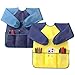 Kids Art Smocks Pack of 2 - Children Artist Painting Aprons Waterproof and Long Sleeve with 3 Roomy Pockets for Boys and Girls Age 2-6 Years Old