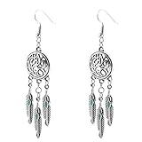 Clearance! Elogoog Womens Bohemian Feathers Earring Vintage Dangle Stud Ethnic Earrings 1 Pair (Silver 2)