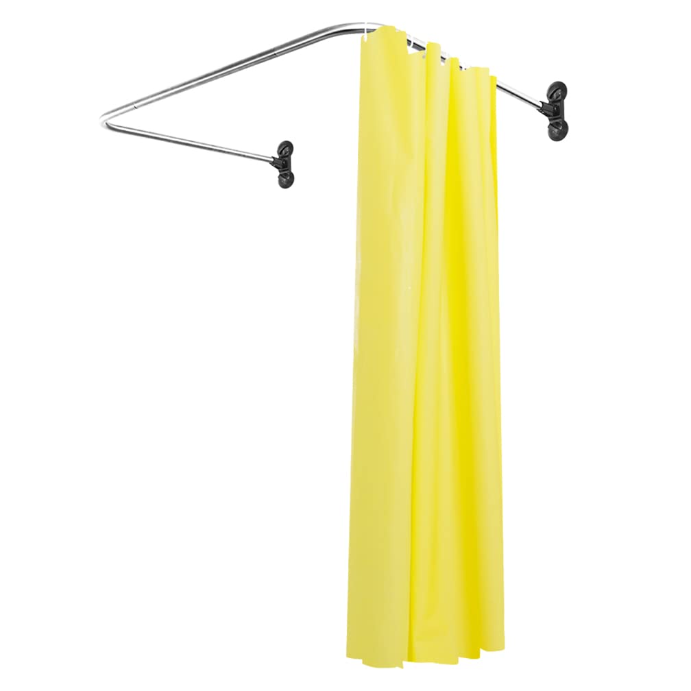 Hershii Curved Shower Curtain Rod U-Shaped Corner Bathroom Curtains Hanger Pole Decorative Extendable Bathtub Metal Showers Rail Bar, Wall Mounted or Suction Cups Install - Black