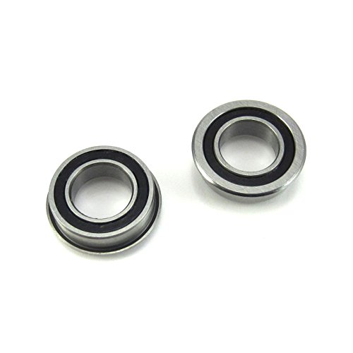 2pcs. 8x14x4mm Flanged Precision Ball Bearings Chrome Steel Rubber Seals
