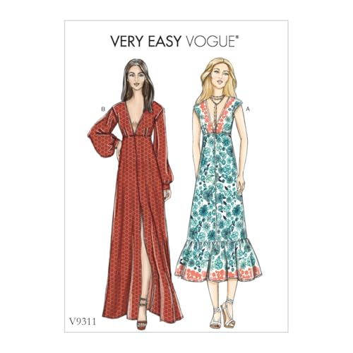 Vogue Patterns V9311OSZ Misses' Dress, 6-8-10-12-14-16-18-20-22, Red