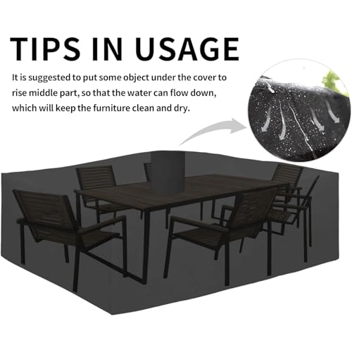 EASYBUYTECH 420D Heavy Duty Patio Furniture Cover, Outdoor Rectangular Table and Chair Set Cover, Waterproof Outdoor Sectional Set Cover,250x200x80cm