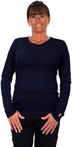 HEARTBEAT SCRUBS Women's Long Sleeve Layering Under Scrub T-Shirt in 8 Great Colors (X-Large, Navy)
