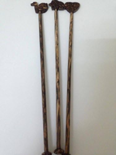 Chen Yen wood cocktail sticks Natural Wooden sugar palm party disign dark elephant moon 3 Pieces Set