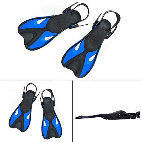 BlueSpace Swim Fins for Women Men Adult Kids Short Snorkel Fins with Adjustable Strap Open Heel Flippers Sports Aquatic Exercise for Travel Snorkeling Swimming Training Diving