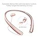 Bluenin BBH-919S Bluetooth Headphones Wireless Retractable Headset Neckband Stereo Earbuds in Ear Sweatproof Noise Cancelling Earphones with Mic (Rose Gold)