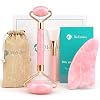 Original Jade Roller & Gua Sha Facial Tools, Real Jade Roller for Face – Face Roller, Natural Rose Quartz Roller – Face…