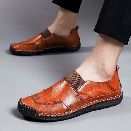 Dermanony Men's Leather Dress Shoes Summer Casual Leather Sandals Breathable Tide Outdoor Beach Shoes Red - Thumbnail 2