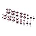 BodyJ4You 32PC Ear Stretching Big Gauges 14G-0G - Red White Marble Acrylic Tapers No Flare Plugs O-Rings - Stretchers Expanders Eyelets