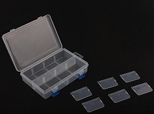BangQiao 3 Pack Plastic Parts Storage case and Adjustable Divider Box for Hardware and Craft, 8 Grids, Clear
