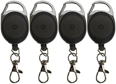 Carabiner Retractable Badge Reel Holder ID Card Holders With Metal Cord And Lobster Clip Black 4 Pack By ToNic Innovation …