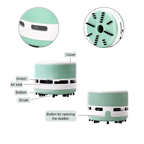 PRINTEMPS Portable Mini Desktop Vacuum Cleaner Handheld Cleaning Assistance for Office, Home, Keyboard (Green) - Thumbnail 4