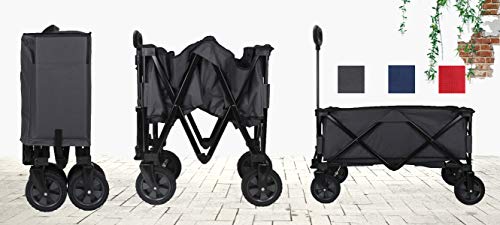 Patio Watcher Heavy Duty Collapsible Folding Garden Cart Utility Wagon for Shopping Outdoors, Blue