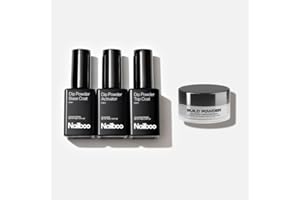 Nailboo Dip Powder Nail Kit Bundle – Base Coat, Activator, Top Coat & Build Powder, New Premium Formula, Strengthens Nails, Locks Color, Seals Shine, Clear 1oz 4 Piece Set