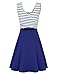 MISSKY Women's Open Back Sleeveless Sexy Hollow Out Slim Fit Black White Stripe Casual Cocktail Cute Mini Swing Dress (L, Dark Blue)