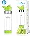 NEW AquaFrut Bottom Loading Fruit Infuser Water Bottle - BPA Free Tritan Plastic - Leak Proof - 24 OZ - Infusion Recipe eBook (Green)