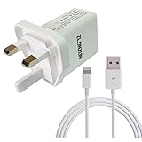 UK Charger Adapter with Dual USB + Cable(3FT) Compatible with iPhone x / 8 8 Plus / 7 7 Plus / 6 6S Plus / 5S / iPad air 2 / iPod