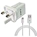 UK Charger Adapter with Dual USB,Cable(3FT) for Smartphone