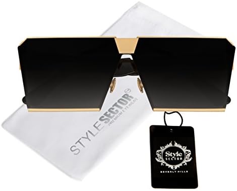 Oversized Square Sunglasses with Flat Top Metal Frame (BLACK)