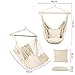 E EVERKING Hanging Rope Hammock Chair Swing Seat with Two Seat Cushions and Carrying Bag, Cotton Weave Porch Swing Chair for Indoor, Outdoor, Garden, Patio, Porch, Yard, Max 265 Lbs