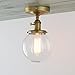 PERMO Semi Flush Mount Ceiling Light Modern Globe Clear Glass Shade Industrial Hallway Light Fixtures for Kitchen, Bathroom, Farmhouse Ceiling Light for Entryway (Antique Gold)