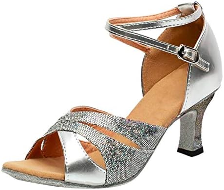 Athli Women's Ballroom Tango Latin Salsa Dancing Shoes Sequins Shoes Social Dance Shoe Performance Dance Shoes