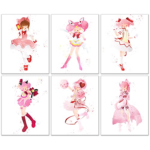 Watercolor Magical Girls Poster Prints - Set of 6 (8x10) Glossy Kawaii ...