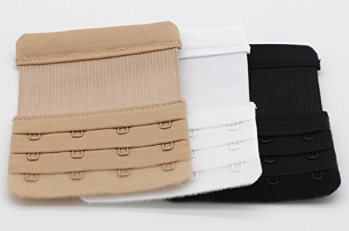 Bra Extender 4 Hooks Women Bra Strap Extenders Pack of 3 Soft Comfortable