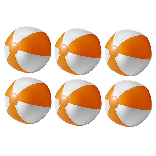 noTrash2003 Set of 6 Inflatable Beach Balls Beach Balls Beachball Holiday Beach Beach Pool (Orange)